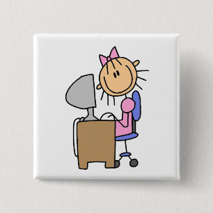 Badge Carré 5 Cm Fille sur ordinateur