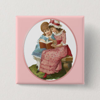 Badge Carré 5 Cm Filles Lecture