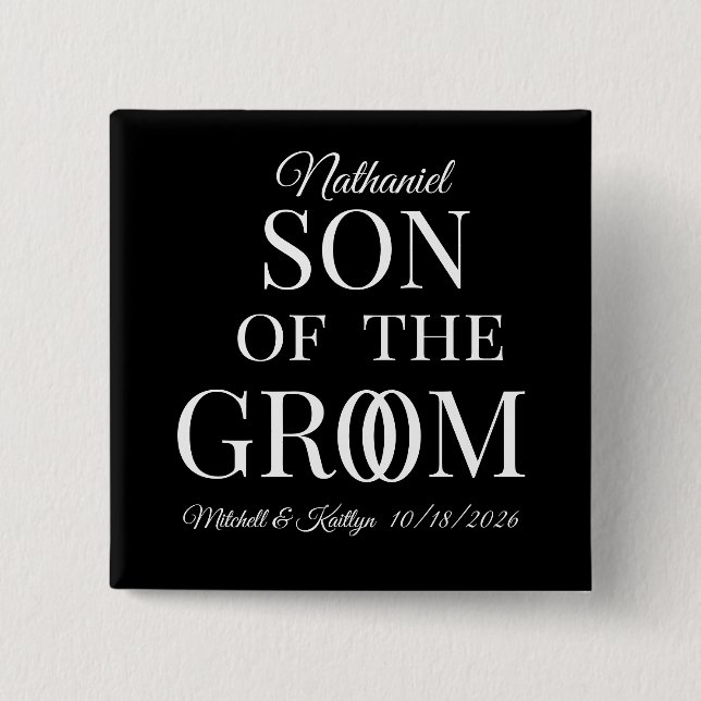 Badge Carré 5 Cm Fils du Mariage Groom (Devant)