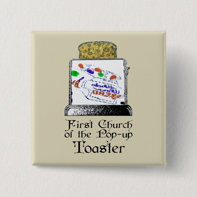 Badge Carré 5 Cm First Church of the Pop-up Toaster (Devant)