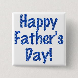 Badge Carré 5 Cm Flair - "Happy Fête des pères" Bleu brillé