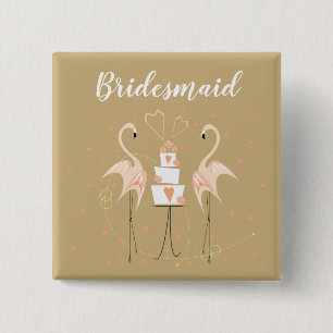 Badge Carré 5 Cm Flamant rose Mariage carré Bridesmaid Bouton