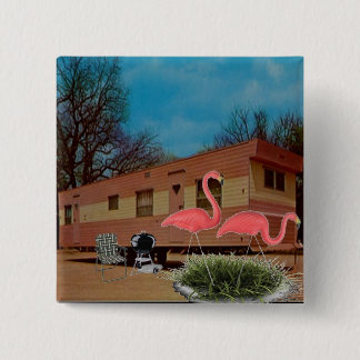 Badge Carré 5 Cm Flamants roses roses