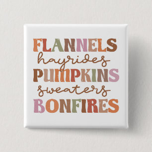 Badge Carré 5 Cm Flannings Bonfires Citrouille