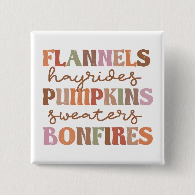 Badge Carré 5 Cm Flannings Bonfires Citrouille (Devant)