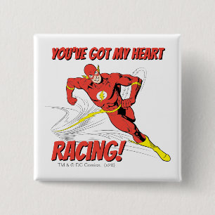 Badge Carré 5 Cm Flash - Vous avez My Heart Racing Valentine