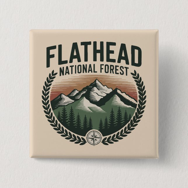 Badge Carré 5 Cm Flathead National Forest Montana Wilderness (Devant)