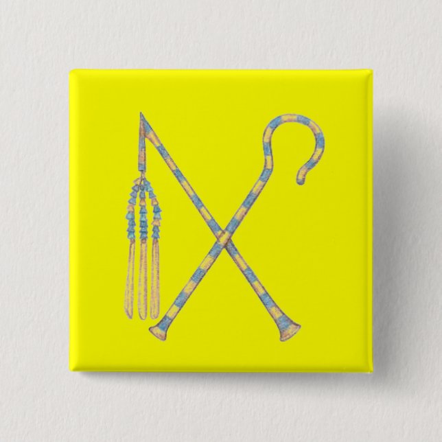 Badge Carré 5 Cm Fléau et escroc (Devant)