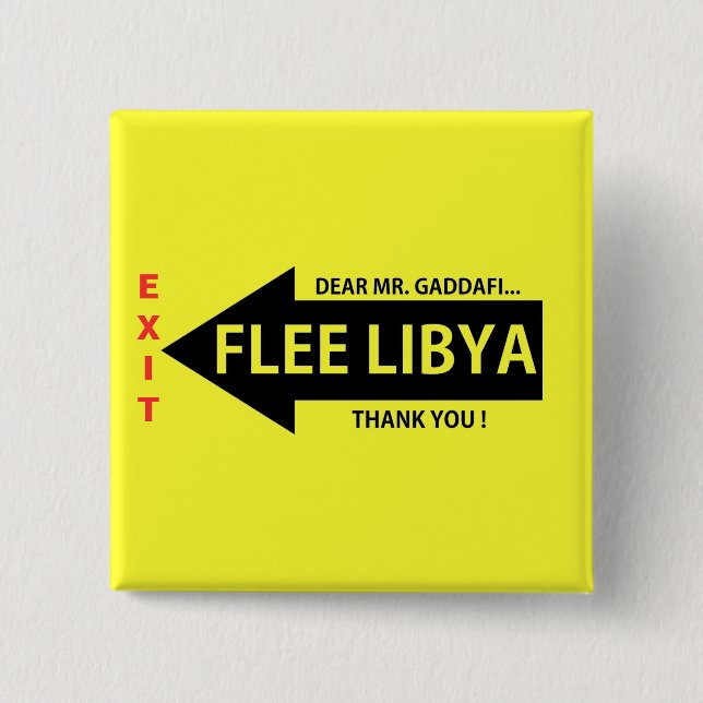 BADGE CARRÉ 5 CM FLEE LIBYA (Devant)