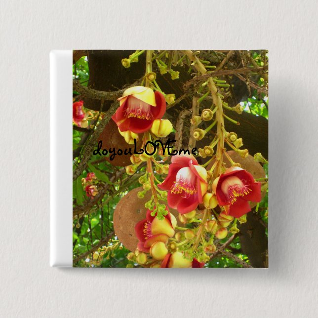 Badge Carré 5 Cm fleur (Devant)