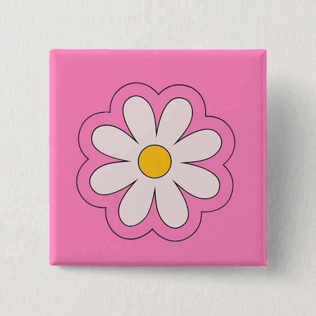 Badge Carré 5 Cm Fleur (Devant)