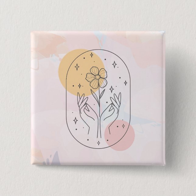Badge Carré 5 Cm Fleur (Devant)
