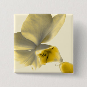 Badge Carré 5 Cm Fleur artistique aux tons jaunes