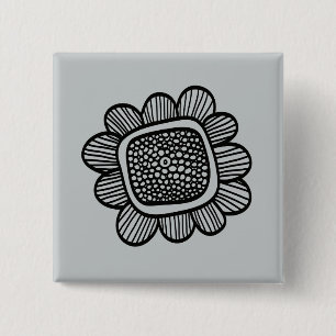Badge Carré 5 Cm Fleur de griffonnage