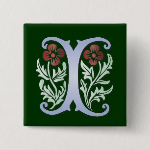 Badge Carré 5 Cm Fleur de lis I Monogramme