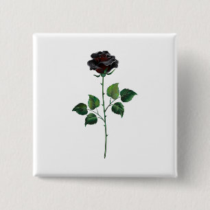 Badge Carré 5 Cm Fleur de rose noire