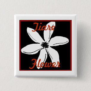 Badge Carré 5 Cm Fleur de Tahitian Tiare