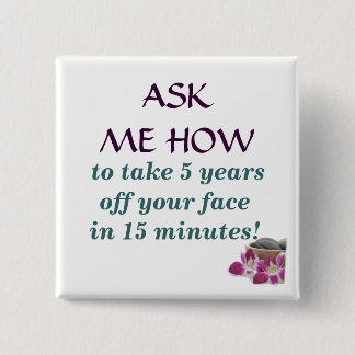 Badge Carré 5 Cm fleur et pierres, pour prendre 5 ans outre de