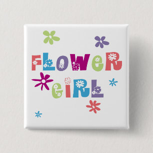 Badge Carré 5 Cm Fleur fille