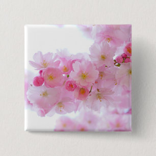 Badge Carré 5 Cm Fleur japonaise de cerisier