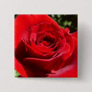 Badge Carré 5 Cm Fleur rose rouge vif Belle florale