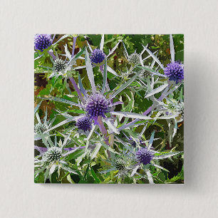 BADGE CARRÉ 5 CM FLEUR SAUVAGE