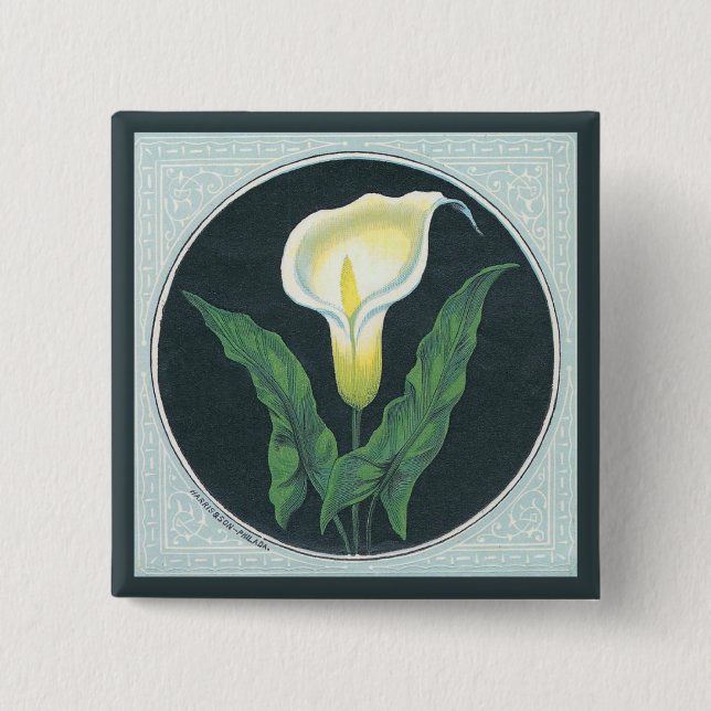 Badge Carré 5 Cm Fleur vintage de lis (Devant)