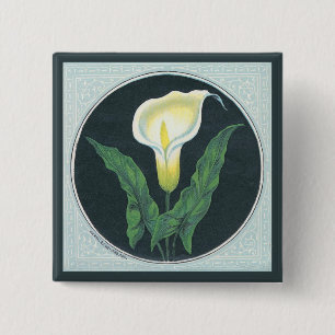 Badge Carré 5 Cm Fleur vintage de lis