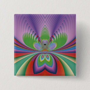 Badge Carré 5 Cm Fleur violette