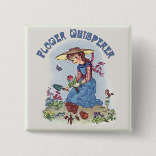 Badge Carré 5 Cm Fleur Whisperer