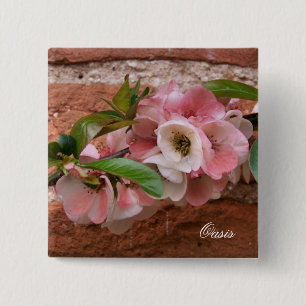 BADGE CARRÉ 5 CM FLEURS