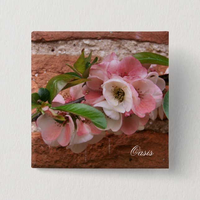 BADGE CARRÉ 5 CM FLEURS (Devant)