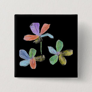 Badge Carré 5 Cm Fleurs à la chaloupe