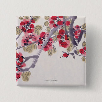 Badge Carré 5 Cm Fleurs d'abricot