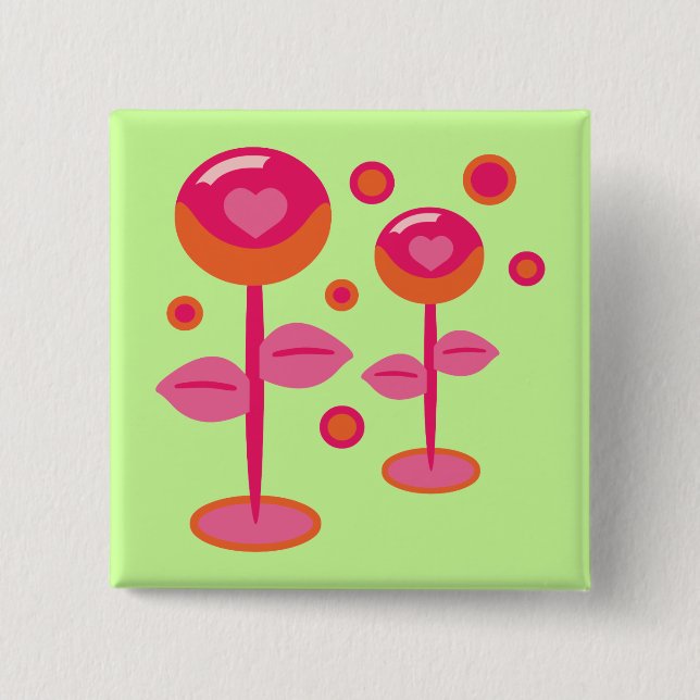 Badge Carré 5 Cm Fleurs d'amour (Devant)