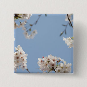 Badge Carré 5 Cm Fleurs de cerisier