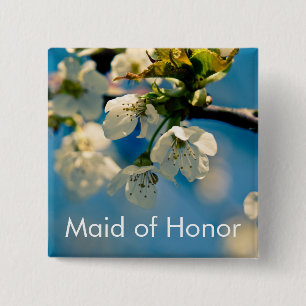 Badge Carré 5 Cm Fleurs de cerisier • Bouton de mariage