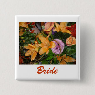 Badge Carré 5 Cm Fleurs de mariée