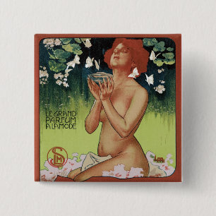 Badge Carré 5 Cm Fleurs de Mousse