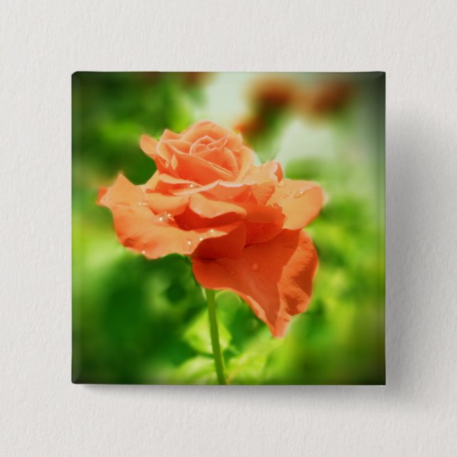 Badge Carré 5 Cm Fleurs de rose romantiques #2 (Devant)
