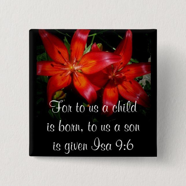 Badge Carré 5 Cm Fleurs de rouge de Noël (Devant)