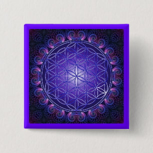 Badge Carré 5 Cm FLEURS DE VIE / Blume des Lebens Mandala I Carré