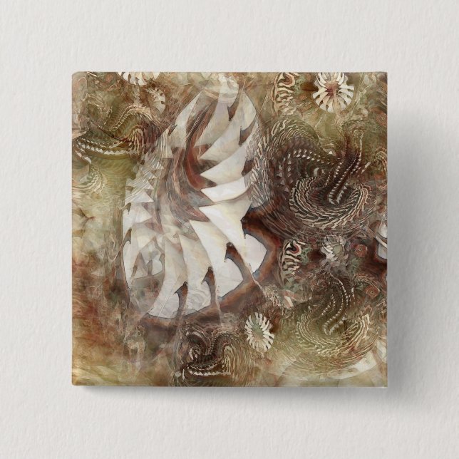 Badge Carré 5 Cm Fleurs d'imaginaire (Devant)