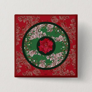 Badge Carré 5 Cm Fleurs pour Noël