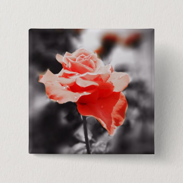 Badge Carré 5 Cm Fleurs Rose vintage #2 (Devant)