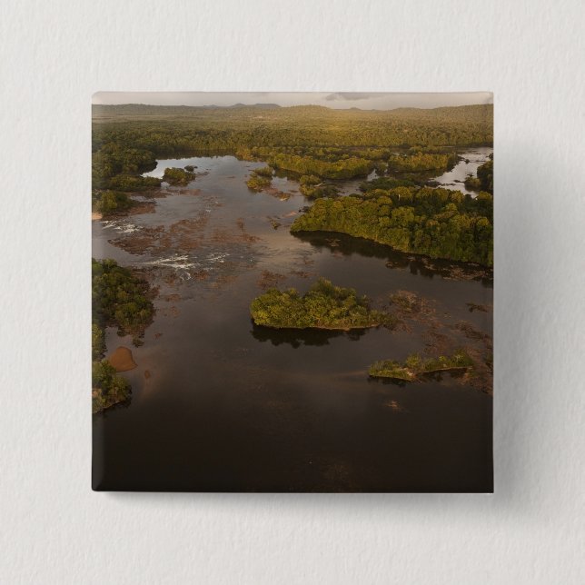 Badge Carré 5 Cm Fleuve Essequibo, plus long fleuve de Guyana, et 4 (Devant)