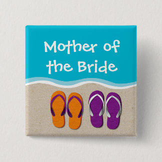 Badge Carré 5 Cm Flip Flop Mariage sur la Beach Bridal Party