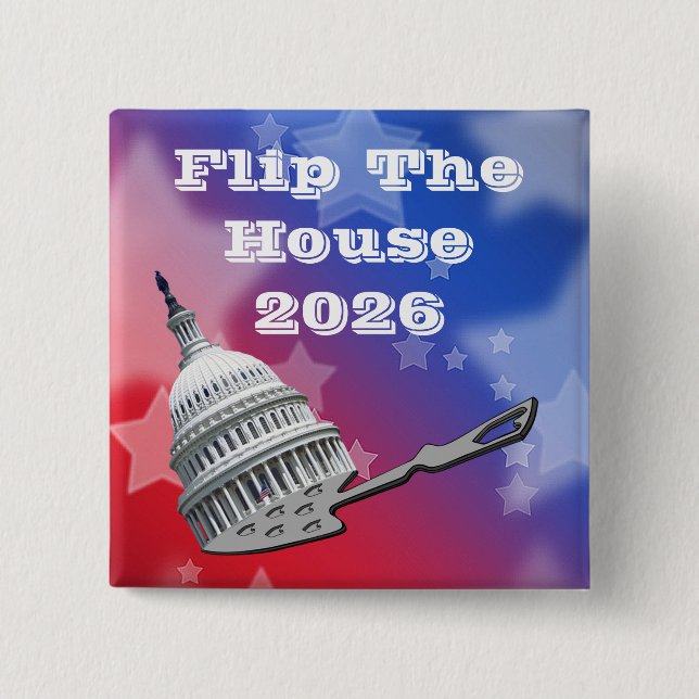 Badge Carré 5 Cm Flip The House Vote Blue 2026 (Devant)