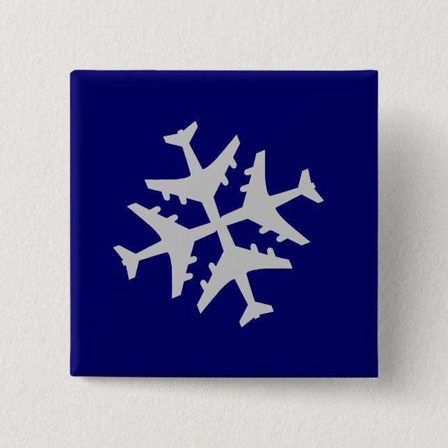 Badge Carré 5 Cm Flocon de neige d'avion (Devant)