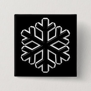 Badge Carré 5 Cm Flocon de neige de fer